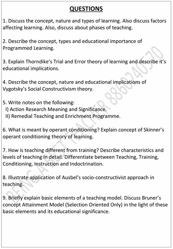 CBLU Learning and Teaching Questions with Answers PDF (English Medium)