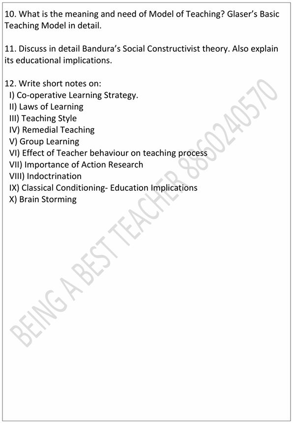 CBLU Learning and Teaching Questions with Answers PDF (English Medium)
