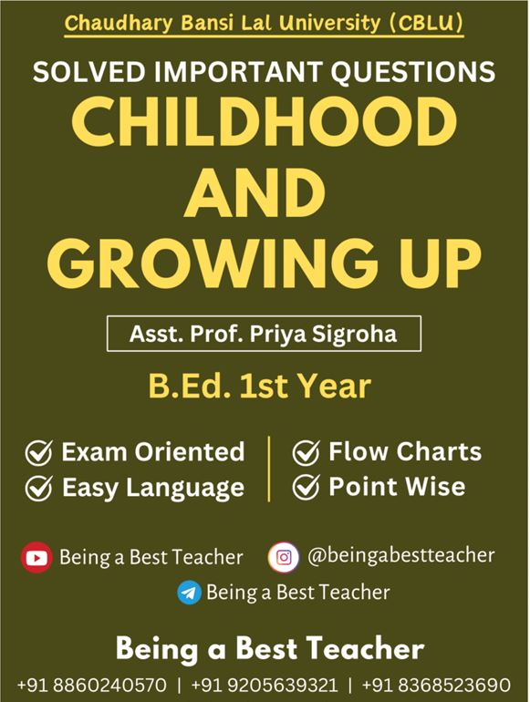 CBLU Childhood and Growing Up Important Questions with Answers PDF (English Medium)