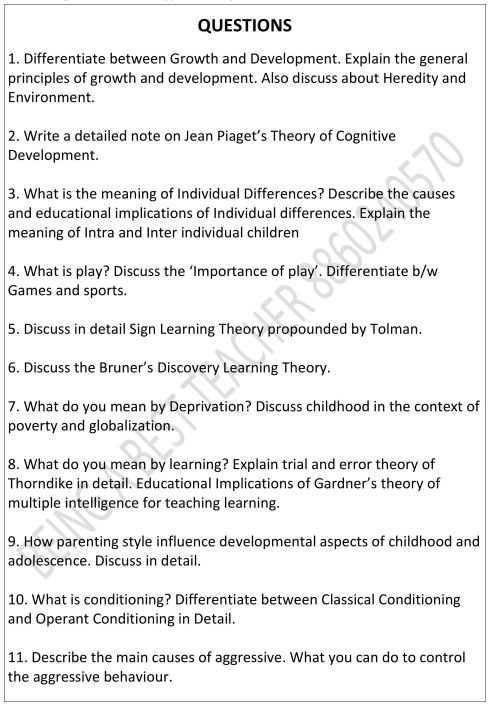 Childhood and Growing Up Important Questions with Answers PDF (English Medium)