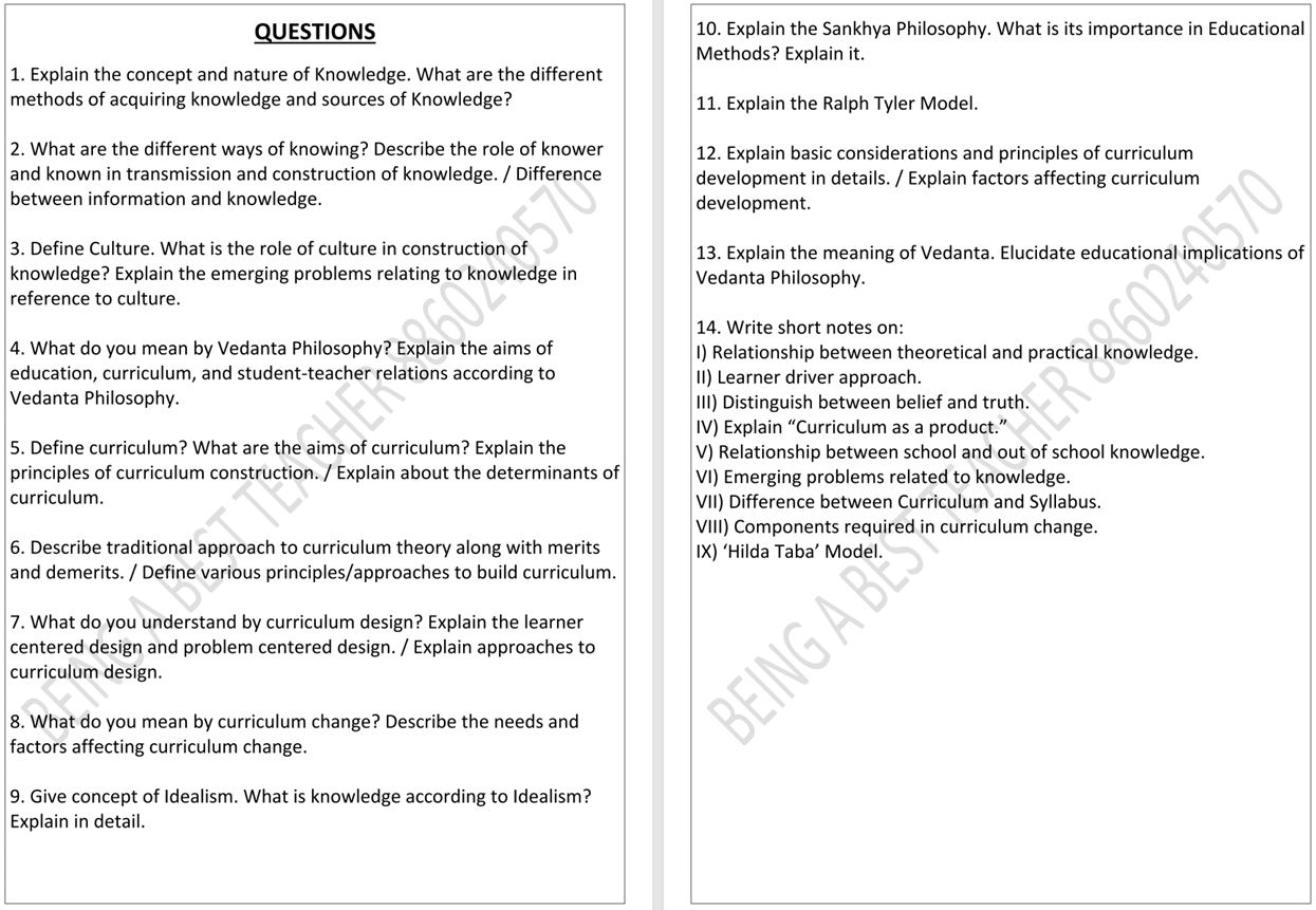 CBLU Knowledge and Curriculum Important Questions with Answers PDF (English Medium) - Image 2
