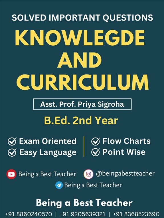 Knowledge and Curriculum Important Questions with Answers PDF (Hindi Medium)