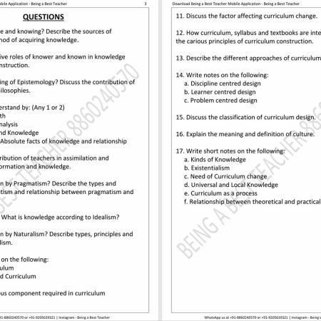 Knowledge and Curriculum Important Questions with Answers PDF (English Medium) - Image 2