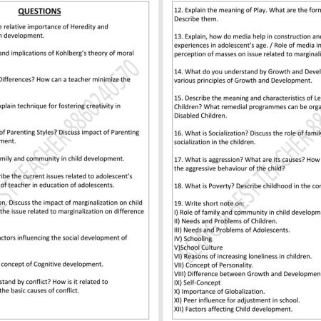 CBLU Childhood and Growing Up Important Questions with Answers PDF (English Medium) - Image 2