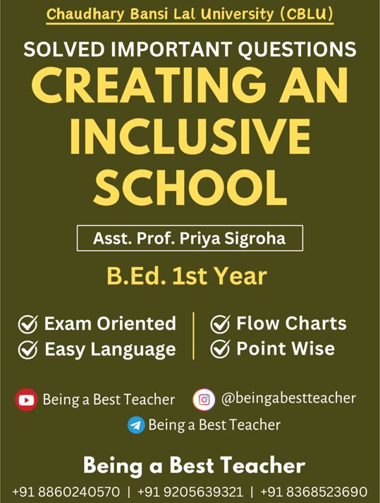 CBLU Creating an Inclusive School Important Questions with Answers PDF (English Medium)