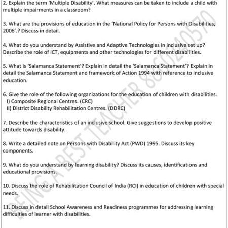 CBLU Creating an Inclusive School Important Questions with Answers PDF (English Medium) - Image 2