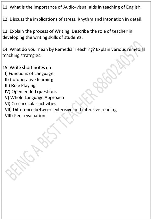 CBLU Pedagogy of English Important Questions with Answers PDF