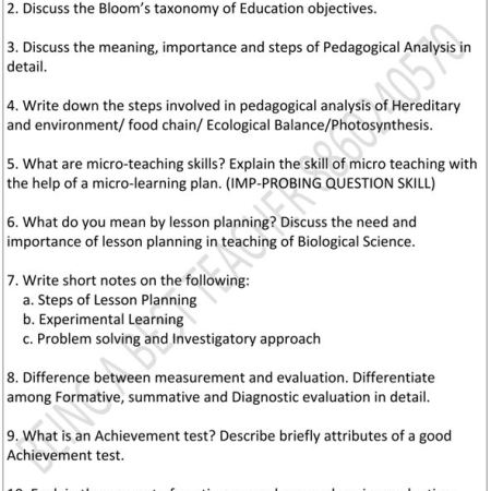 CBLU Pedagogy of Biological Science Important Questions with Answers PDF (English Medium) - Image 2