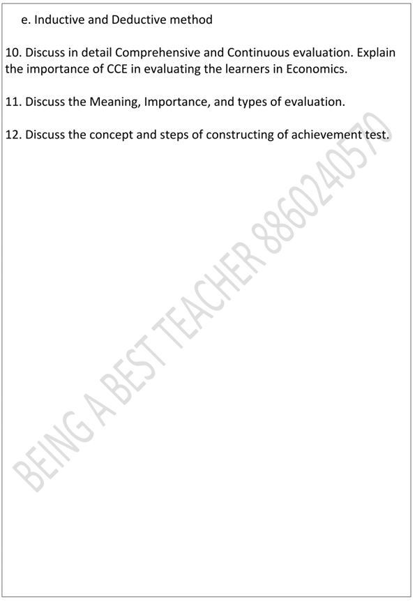 CBLU Pedagogy of Economics Important Questions with Answers PDF (English Medium)