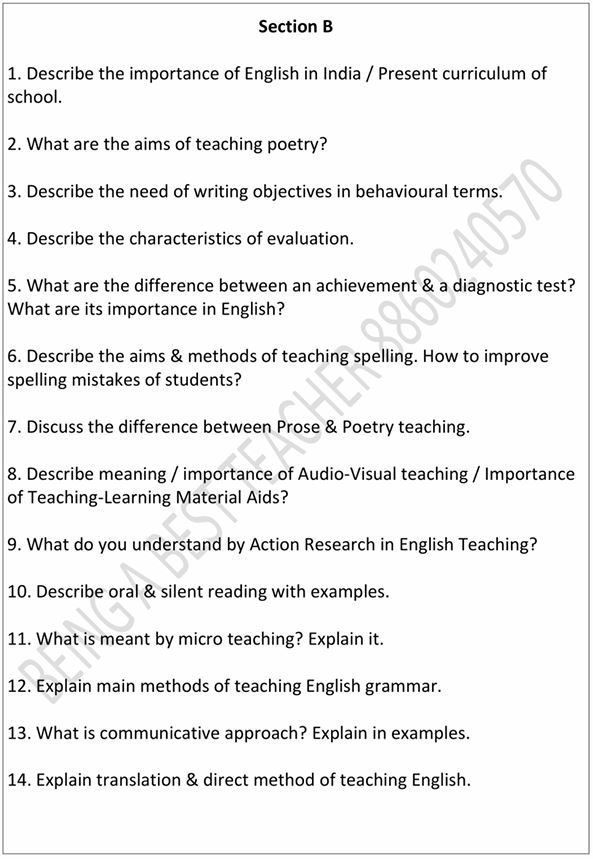 RMLAU Method of Teaching English Important Questions with Answers PDF