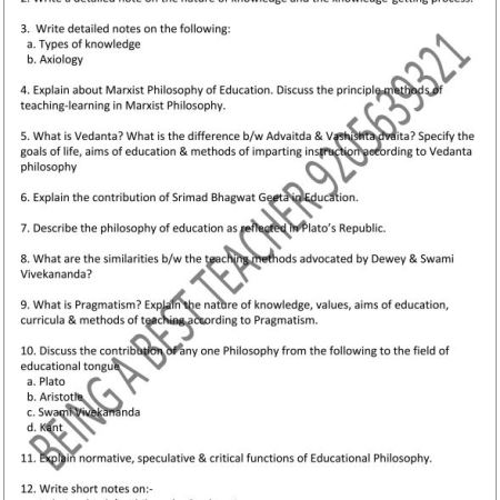 MDU Philosophical Foundation of Education Important Questions with Answers PDF (English Medium) - Image 2