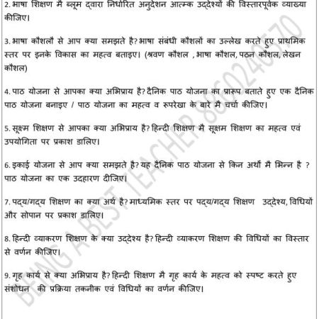 Pedagogy of Hindi Important Questions with Answers PDF - Image 1