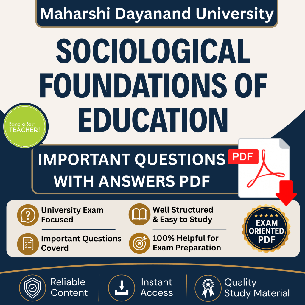 MDU Sociological Foundations of Education Important Questions with Answers PDF (English Medium)
